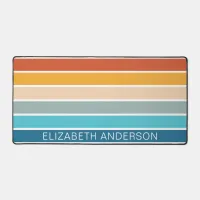 Modern Retro Sunset Stripes Personalized  Desk Mat