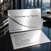 Elegant Corporate Sleek Silver Foil Executive Business Cards