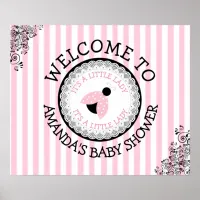 Personalized Pink Ladybug Baby Shower Poster