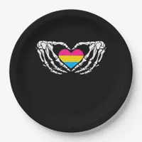 Pan Pride Skeleton Halloween Pan Goth Heart Paper Plates
