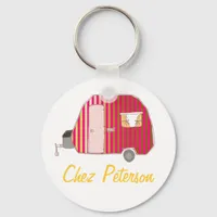 Personalized Retro Art Caravan Owner's Keychains