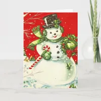 Vintage Snowman Christmas Holiday Card