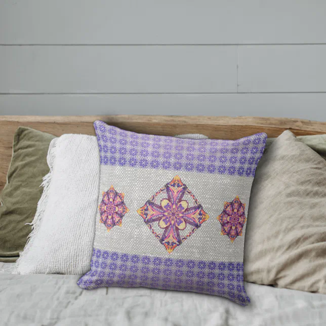 Rustic flowers symbols throw pillow