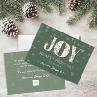 Joy Green Business Holiday Card with Logo