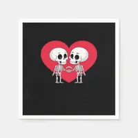 Valentines Day Funny Skeleton Hand Heart  Napkins