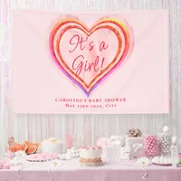 Little Sweetheart  Watercolor Baby Girl Shower Banner