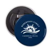 Nautical Family Cruise Ship Wheel Navy Blue Bottle Opener