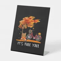 Cute Yorkshire Autumn Kawaii Yorkie It’s Fall Y’al Pedestal Sign