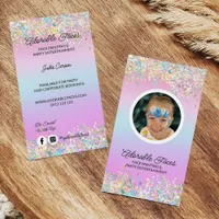 Cute Modern Glitter Face Painter Photo Business Card