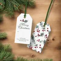 Modern Elegant Christmas Watercolor Pine Greenery Gift Tags