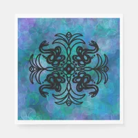 Black and Blue Tribal Snake  Napkins
