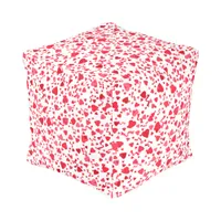 Red Confetti Hearts Pattern Pouf