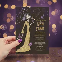 Elegant Gold Purple Corporate New Year Glamorous  Invitation
