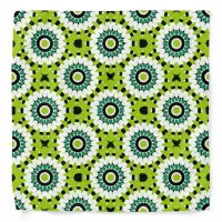 Trendy Lime Green White & Black Geometric Pattern Bandana