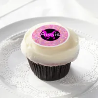 Personalized Pink Dinosaur Hide Edible Frosting Rounds