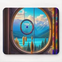 Dreamcatcher in Window Overlooking the Mountains  Mouse Pad