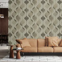 Neutral Gray Tan Modern Wavy Luxury Wallpaper