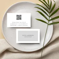 Simple Minimalist QR Code Gray Modern Stylish Business Card