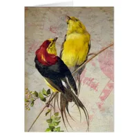 Vintage Red and Yellow Birds All Occasions Greetin Cards