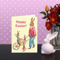 Vintage Easter Rabbit and Family in Egg Cart, ZSSG Holiday Card