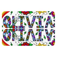 Girl's Name Olivia, Whimsical Colorful Wild Flower Magnet