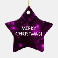Snowflakes with Purple Background Ceramic Ornament