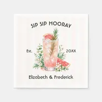 Elegant Sip Sip Hooray Grapefruit Cocktail Wedding Napkins