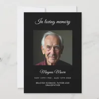 Black photo funeral program card