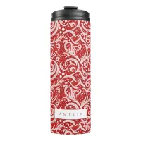 Red Abstract Snowflake Pattern#10 ID1009 Thermal Tumbler