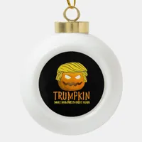 Funny Halloween Trumpkin Ceramic Ball Christmas Ornament