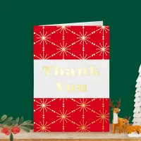 Christmas Red White Snowflake Patterned Modern Thank You Card