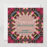 Girly Pink & Teal Roses Special Party  Invitation