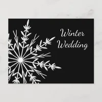 Black White Snowflake Winter Wedding Save the Date Announcement Postcard