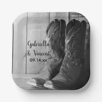 Rustic Cowboy Boots Country Western Wedding Paper Plates