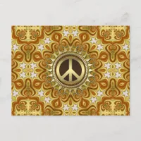 Retro Bohemian Groove Peace Symbol Postcard