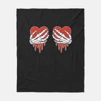 Anti Valentine Skeleton Hands Heart Goth Fleece Blanket