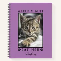 World's Best Cat Mom Paw Prints Pet Photo Purple Notebook