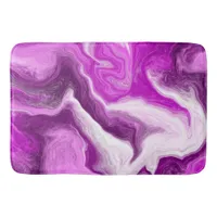 Purple and White Marble Swirls Fluid Art   Bath Mat