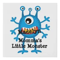 Cute Blue Cartoon Monster Funny Fun for Kids Faux Canvas Print