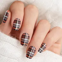 Black Orange And Pink Plaid Halloween Nail Wraps