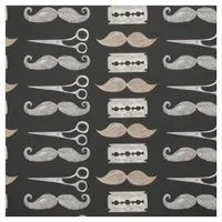 Watercolor Mustache Pattern Barber Shop by Yard Fabric