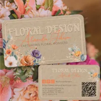 Elegant Rustic Kraft Boho Floral Design Embossed  Business Card