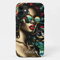 Retro Woman on Beach Comic Style Pop Art iPhone 11 Case