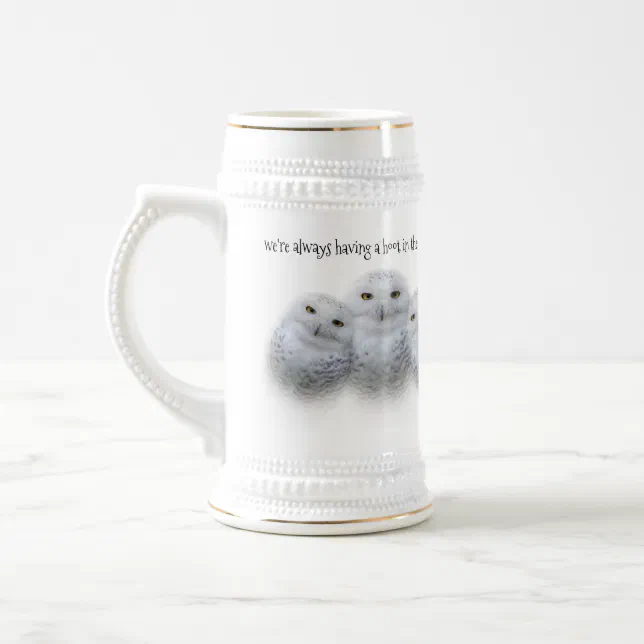 Dreamy Wisdom of Snowy Owls Family Beer Stein