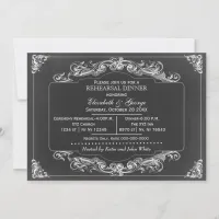 Chalkboard Elegant scroll rehearsal dinner invites