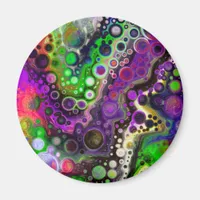 Purple, Lime Green, Black Fluid Art    Magnet
