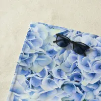 Gorgeous blue hydrangeas - floral pattern  beach towel