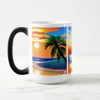 Tropical Palm Trees and Ocean Colorful Color Morph Mug