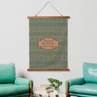 Southwest Teal Copper Geometric Design Custom Hanging Tapestry