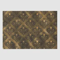 Vintage Grunge Black and Gold Rose Damask Tissue Paper